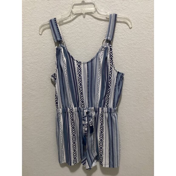 Derek Heart Blue & White Tribal Print Sleeveless Romper Size L - Picture 5 of 5